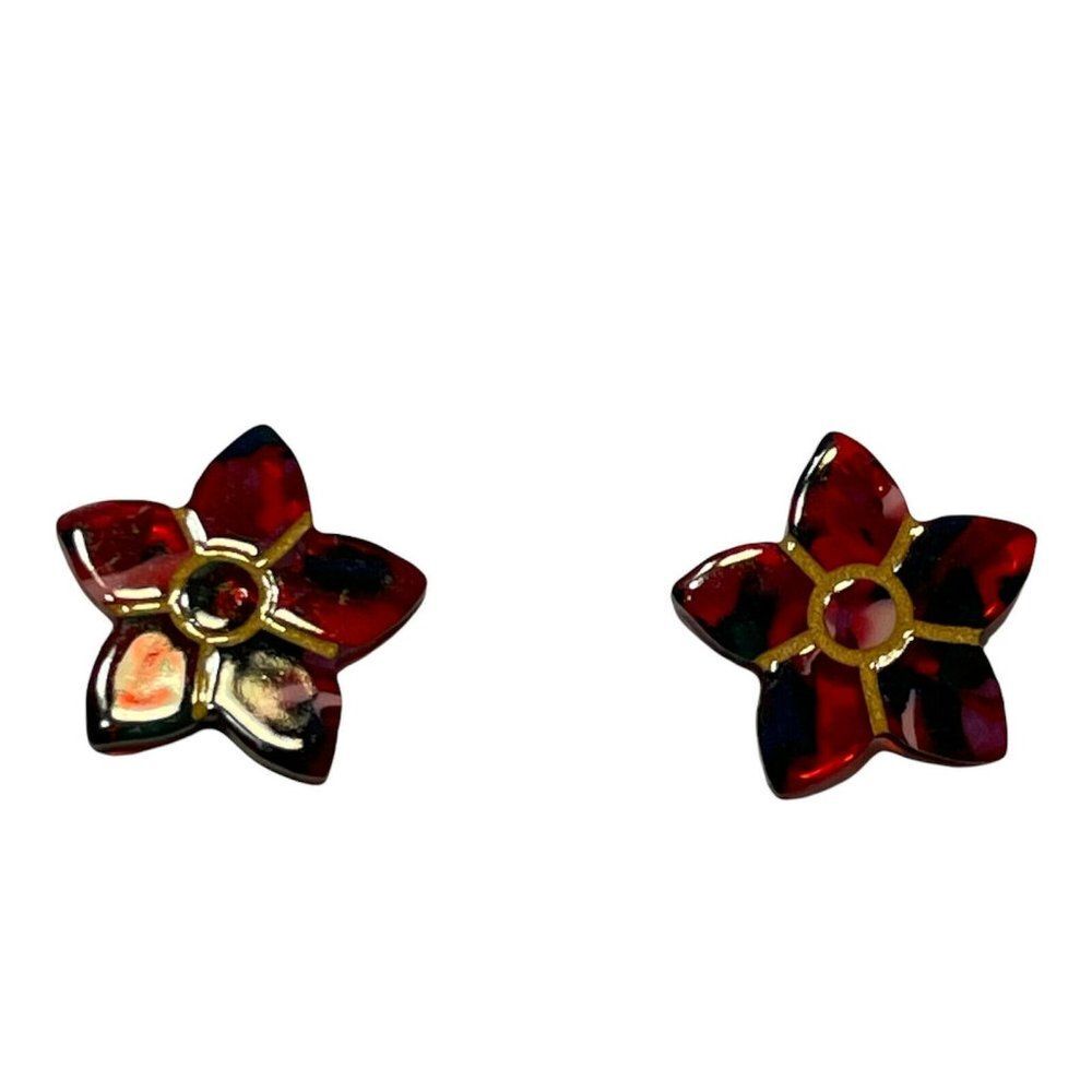 NWT Marley Lilly red mosiac star earrings pierced post stud